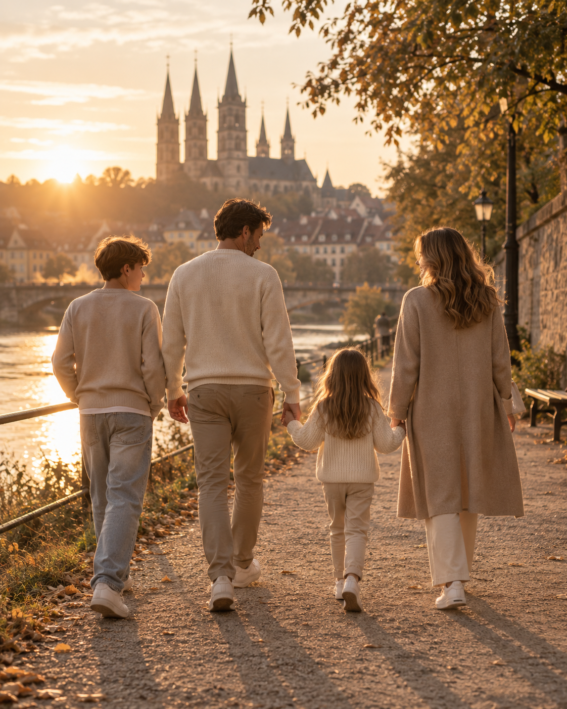 Familie geht gemeinsam spazieren – systemische Familientherapie in Bamberg